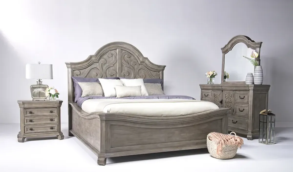 Bellamy Arch Panel Bed in Light Gray, Eastern King