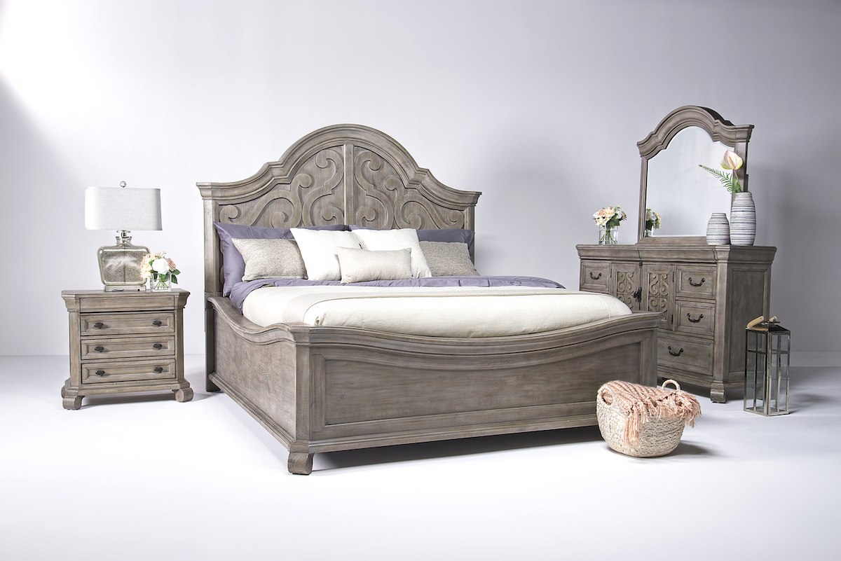 Bellamy Arch Panel Bed in Light Gray, Eastern King