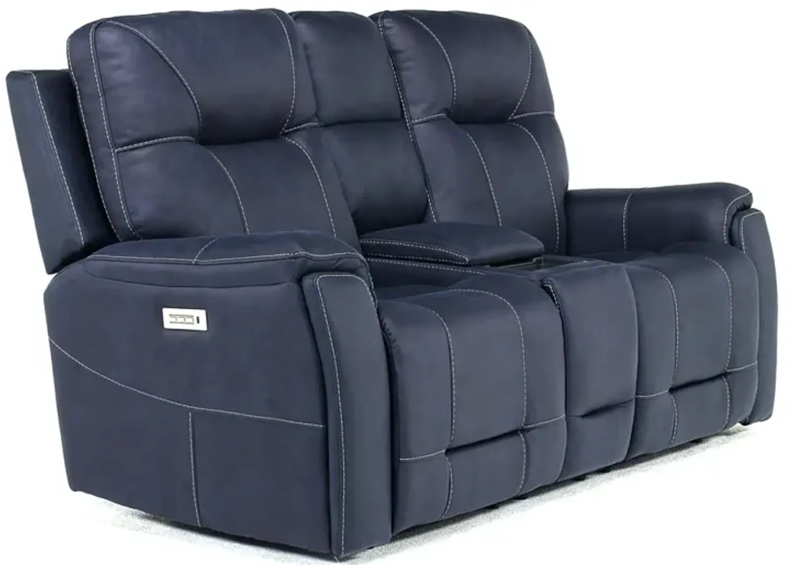 Kingston 3 Power Console Loveseat in Ocean Blue