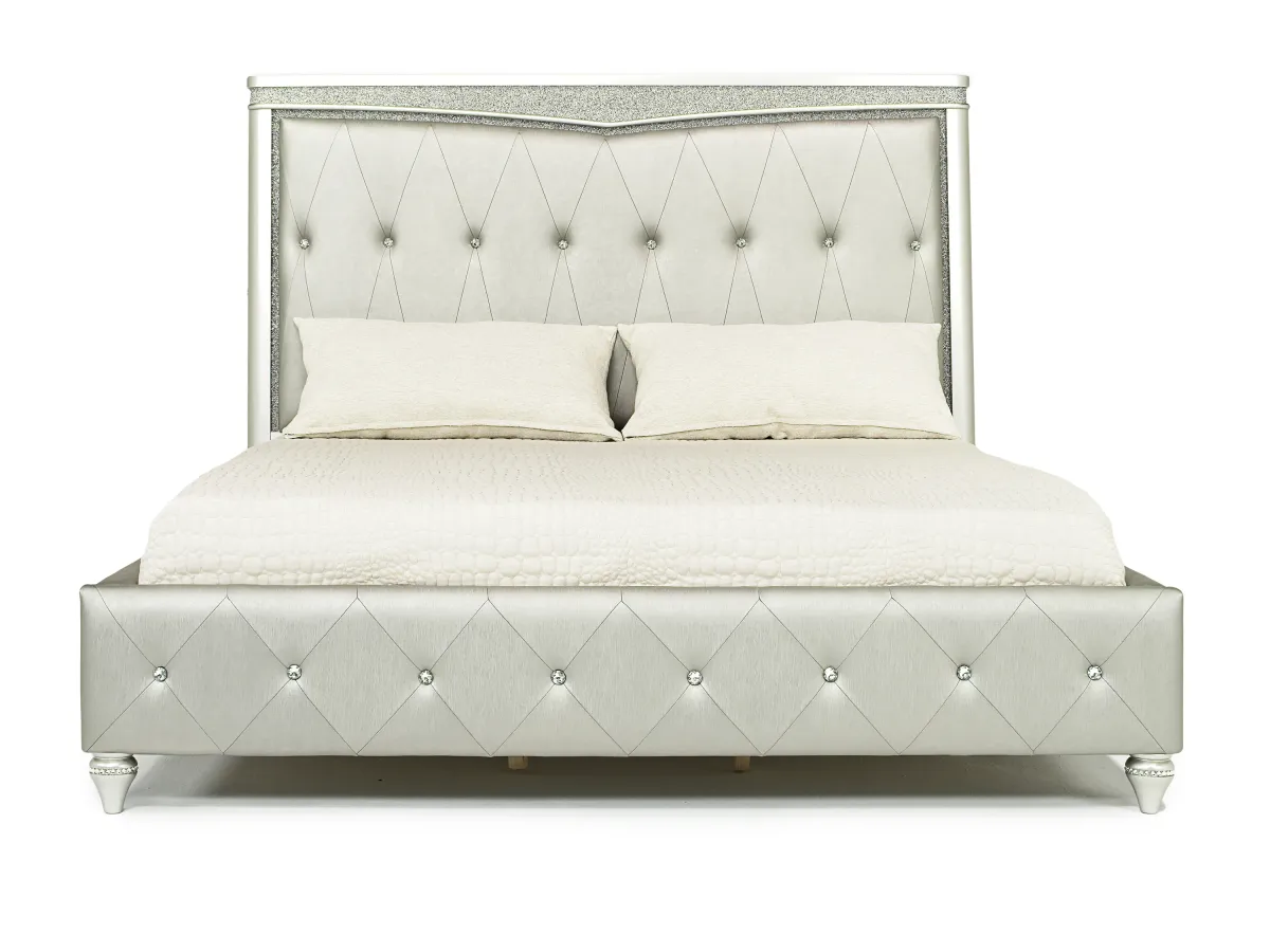 Glendale Upholstered Bed in Platinum, Queen