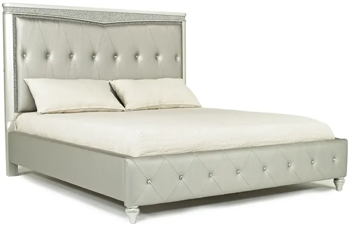 Glendale Upholstered Bed in Platinum, Queen