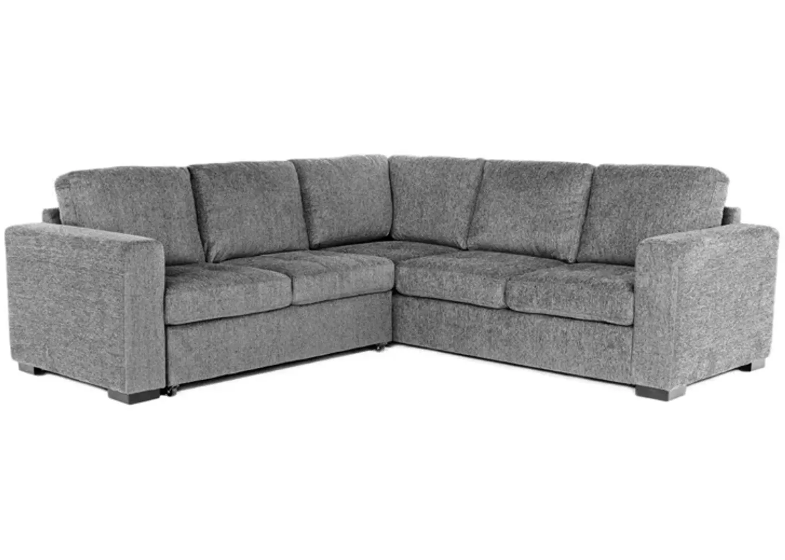 Claire Full Tux Sleeper Sectional in Smoke Posh, Left Facing