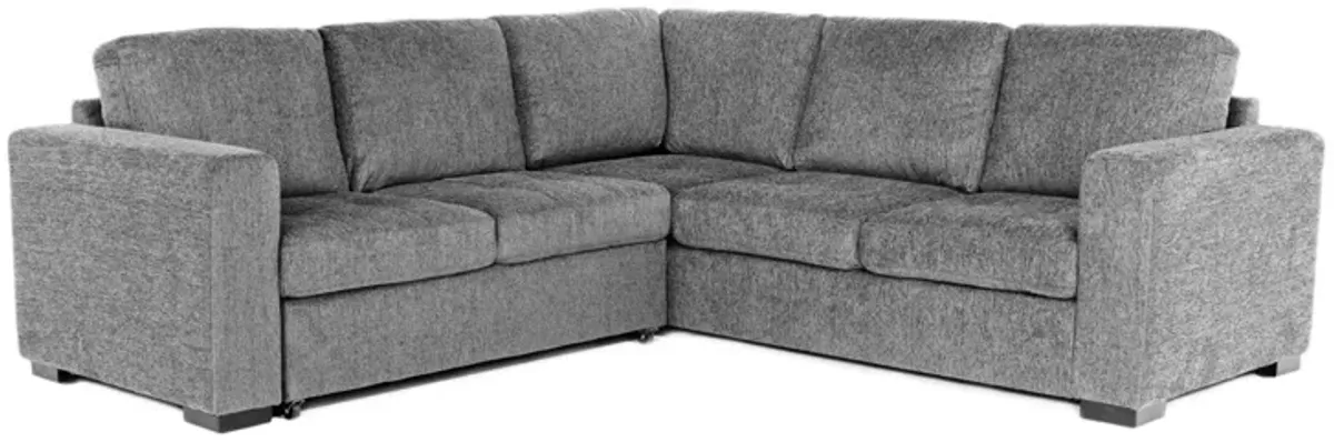 Claire Full Tux Sleeper Sectional in Smoke Posh, Left Facing