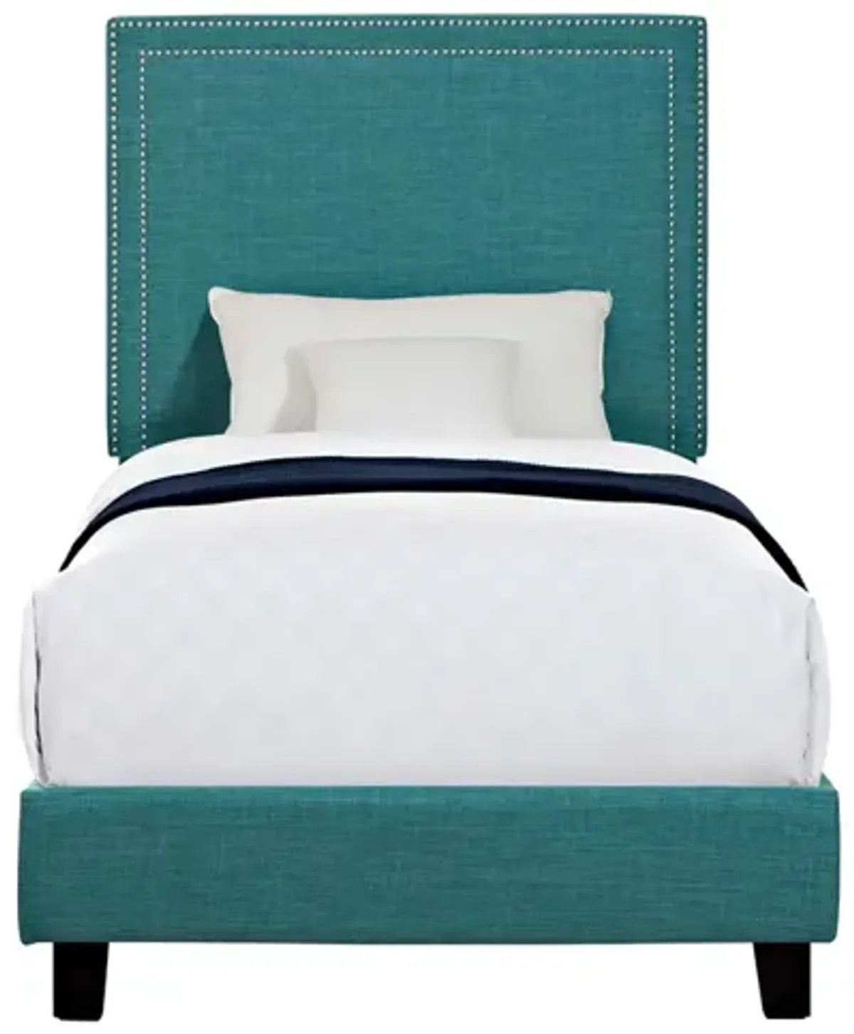 Emery Upholstered Bed in Teal, Twin