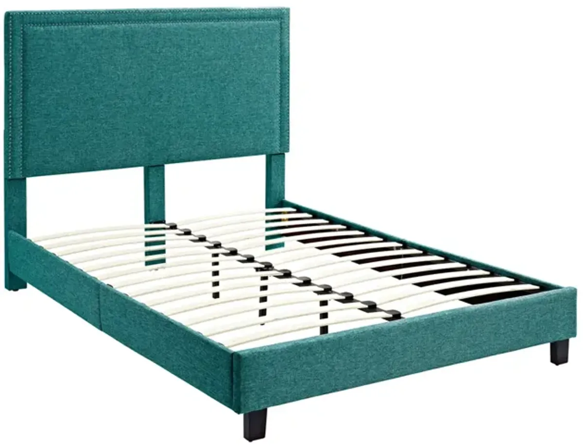 Emery Upholstered Bed in Teal, Twin