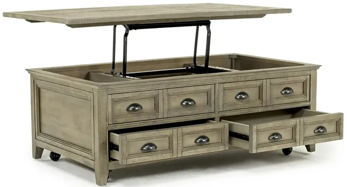 Bay Creek Lift Top Cocktail Table in Light Gray