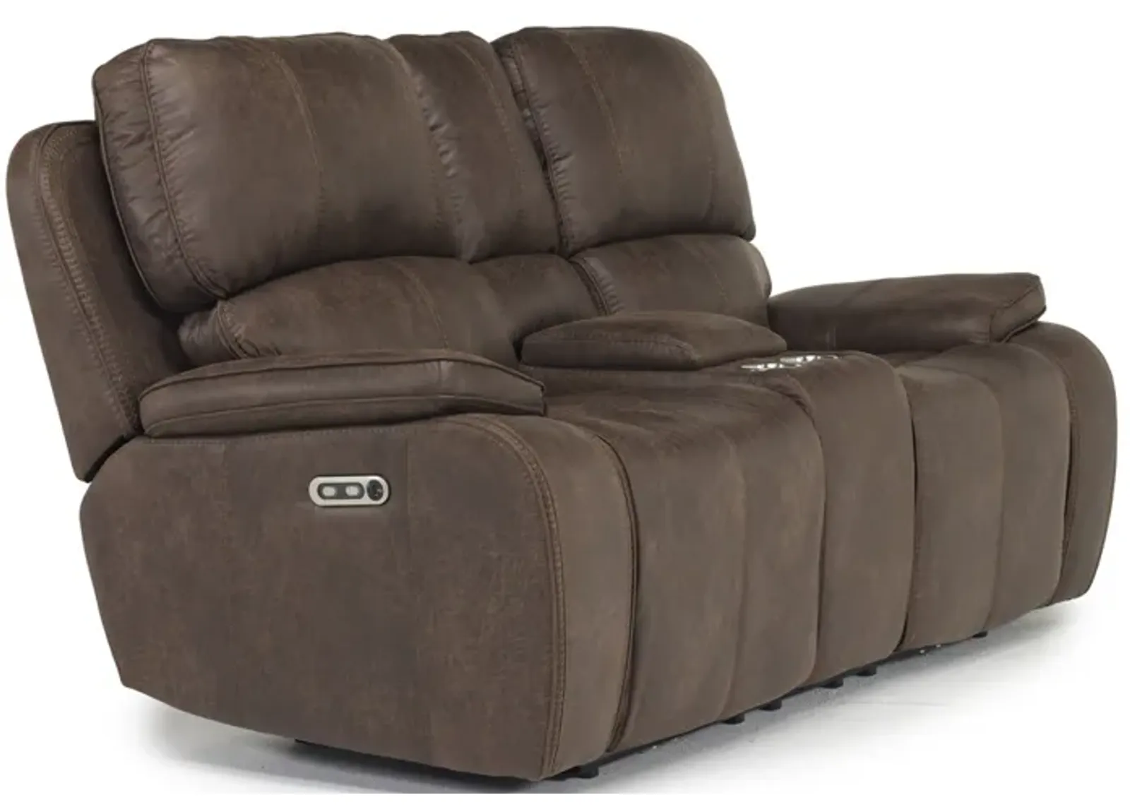 Brookings 2 Power Console Loveseat in Brown