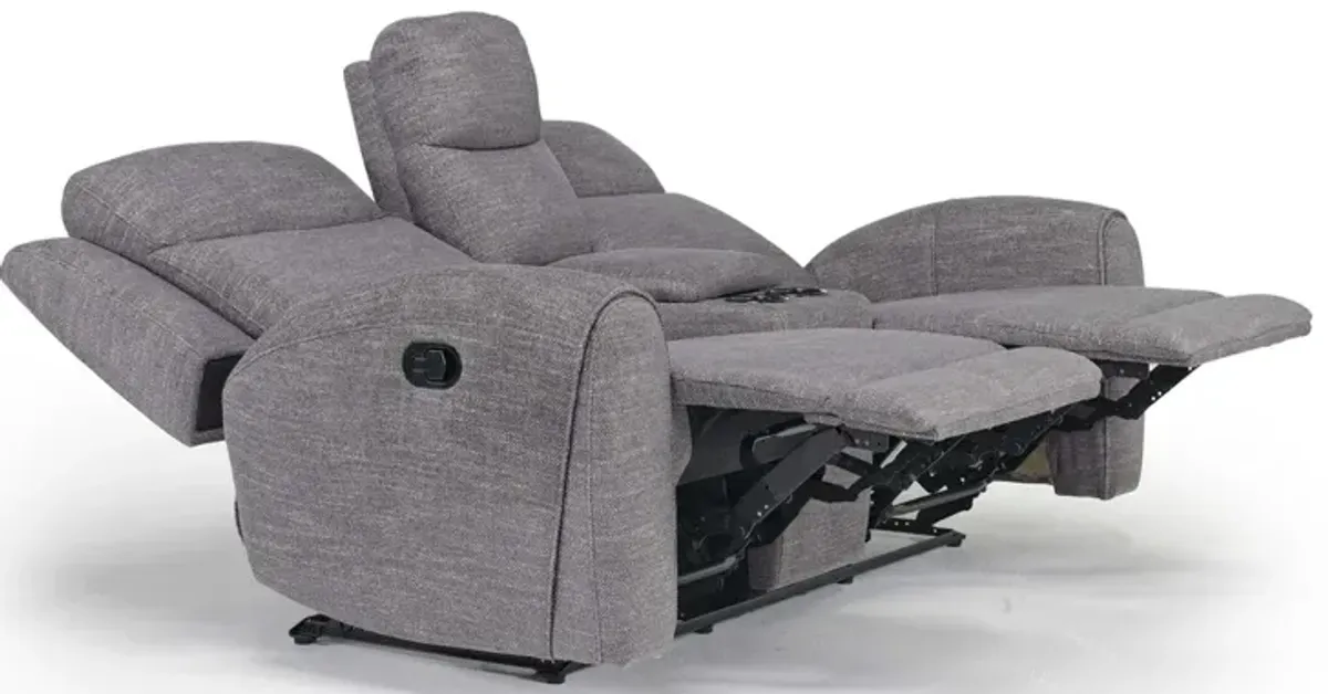 Mia Reclining Console Loveseat in Gray