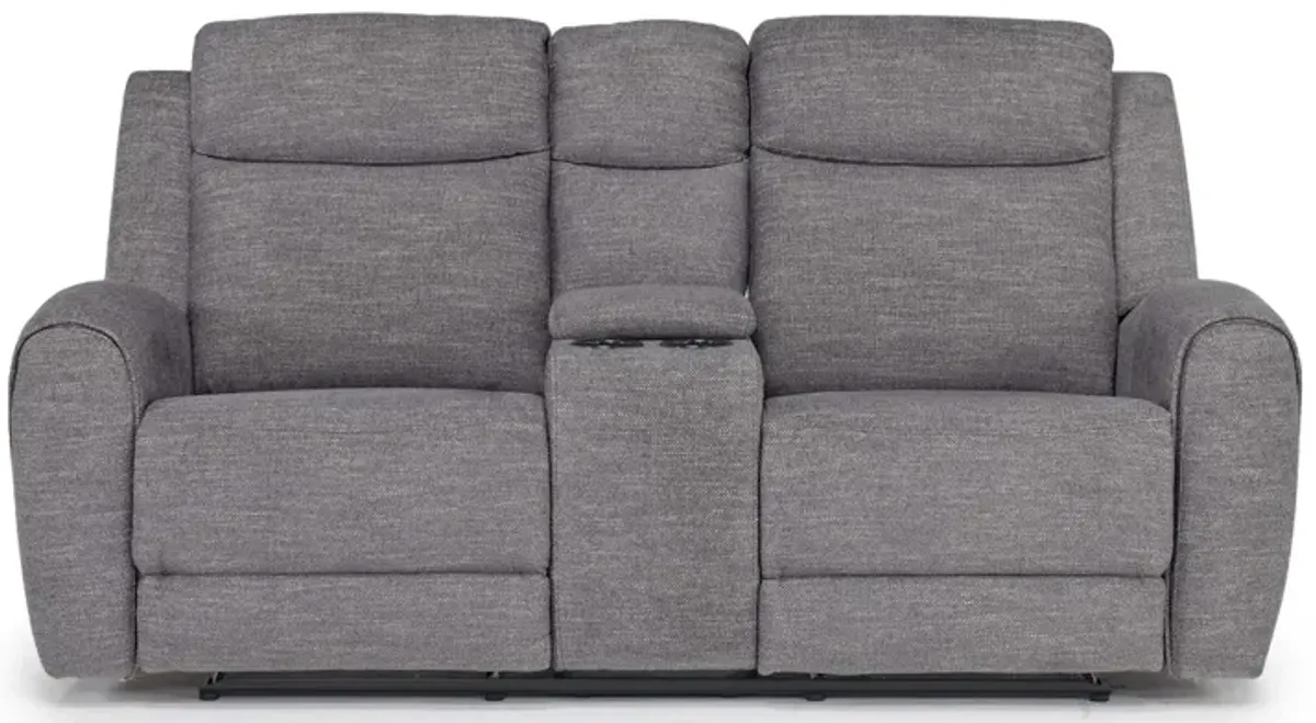 Mia Reclining Console Loveseat in Gray