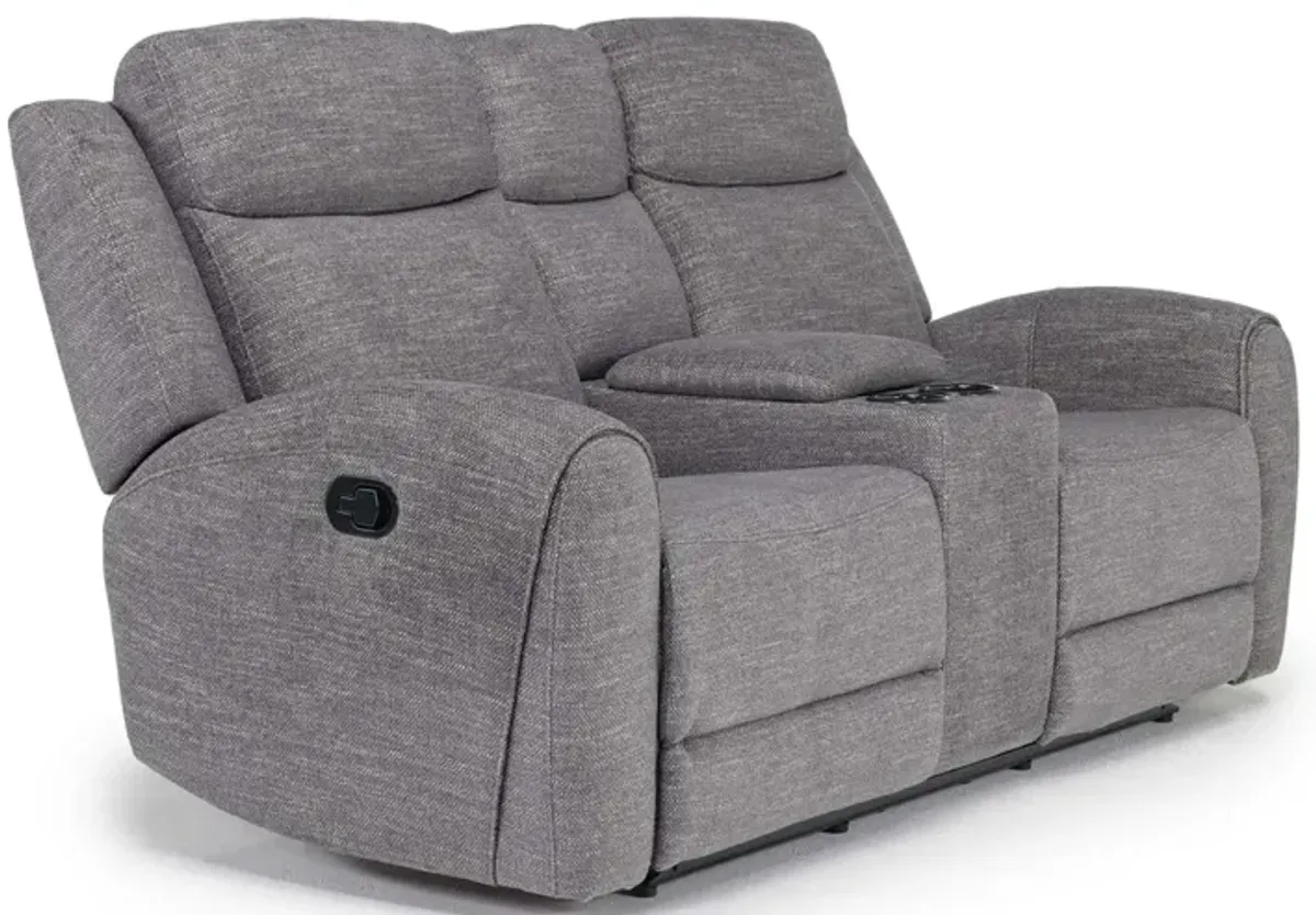 Mia Reclining Console Loveseat in Gray