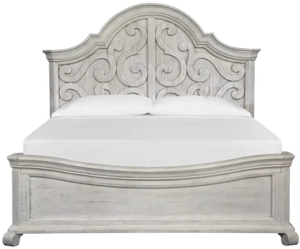 Bellamy Arch Panel Bed, Dresser & Mirror in White, Eastern King