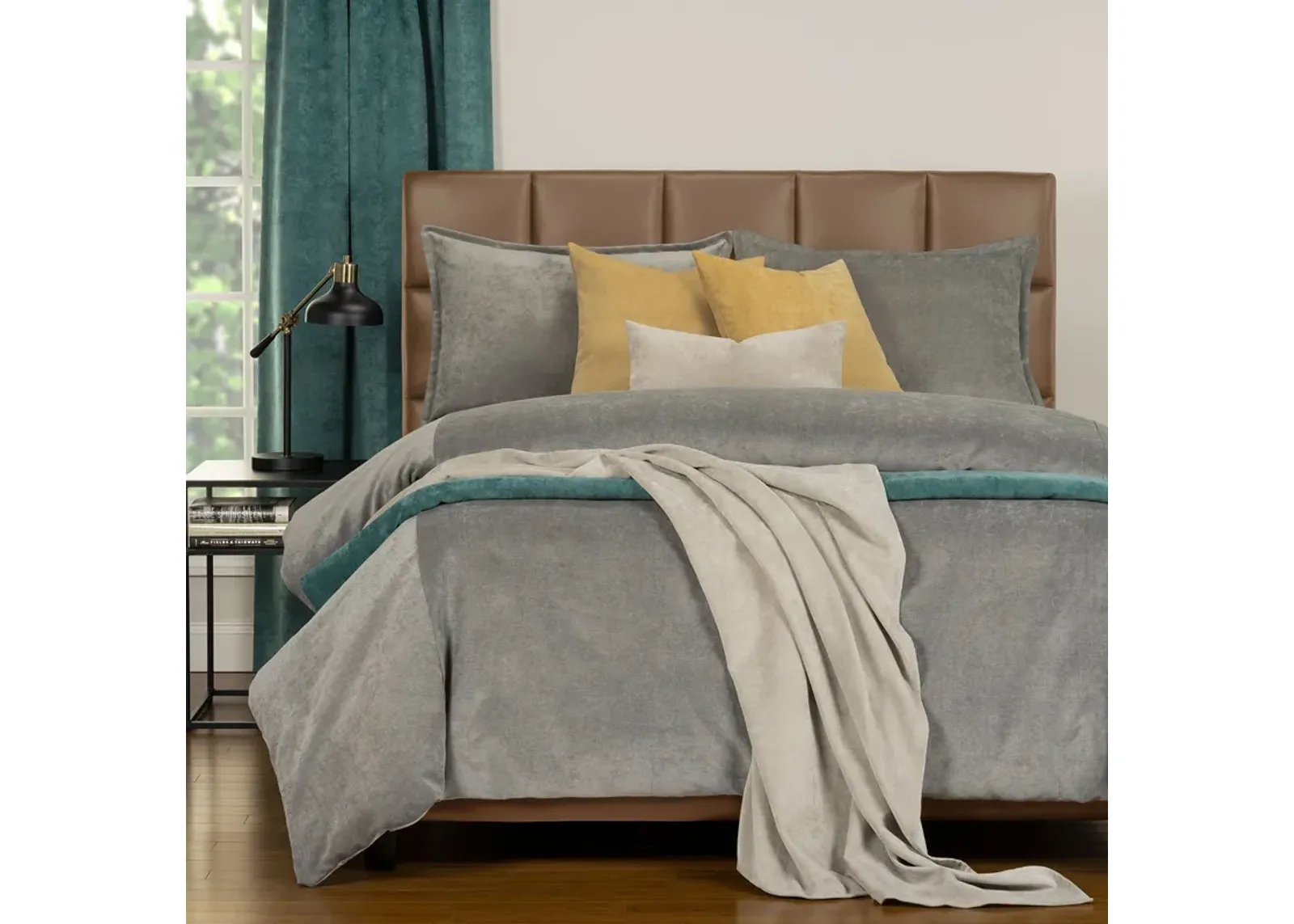 Padma Duvet Set in Smoke, 7 Piece, Eastern King