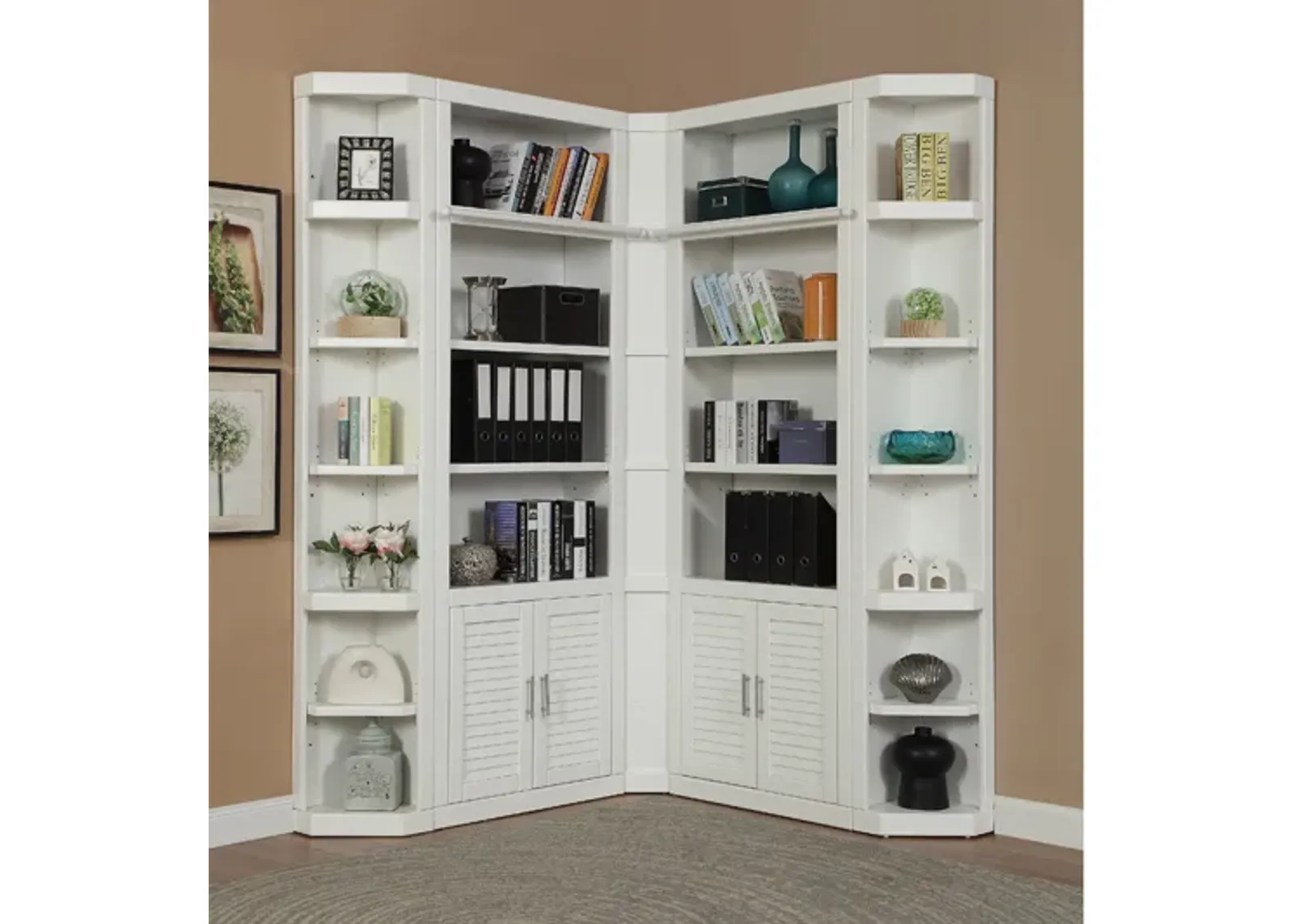 Catalina 5 Piece Corner Library Wall in White