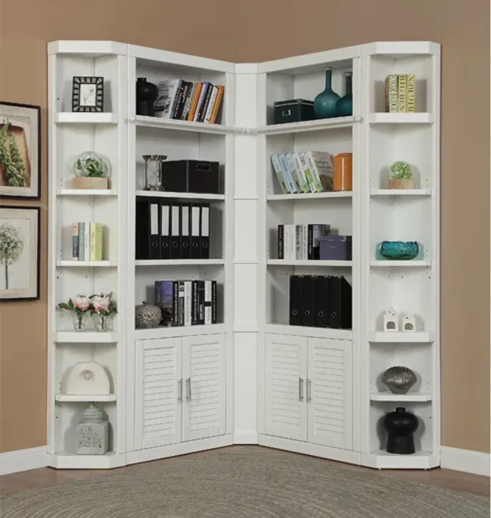 Catalina 5 Piece Corner Library Wall in White