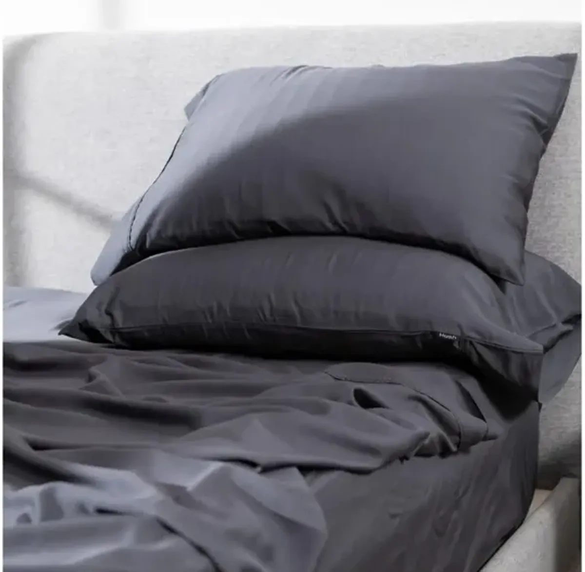 Iced Bamboo Cooling Sheets & Pillowcase Set in Charcoal, Twin XL