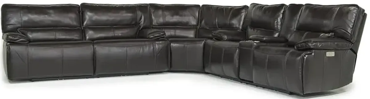 Sofia 3 Piece 3 Power Sectional in Brown Leather