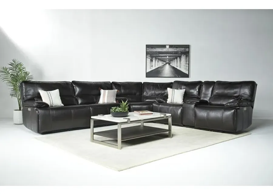 Sofia 3 Piece 3 Power Sectional in Brown Leather