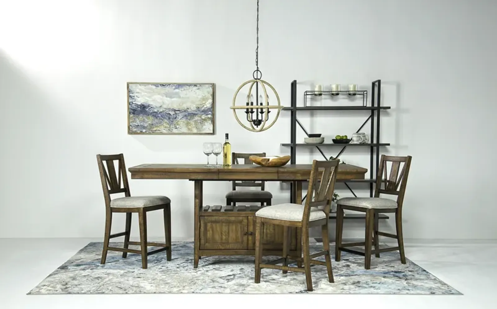 Bay Creek Counter Height Extendable Dining Table & 4 Stools in Toasted Nutmeg