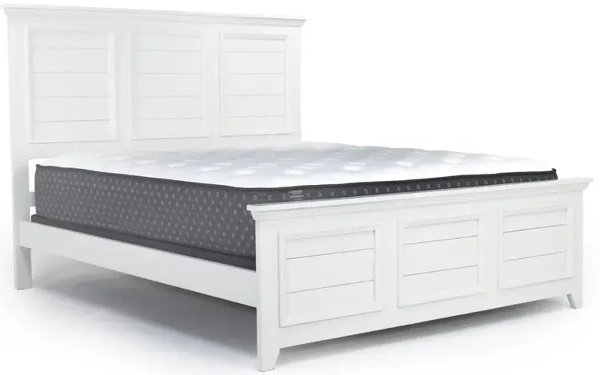 Bella Panel Bed in White, Queen