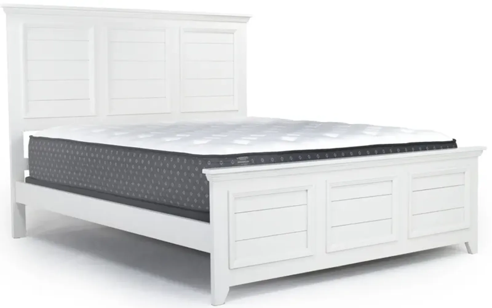 Bella Panel Bed in White, Queen