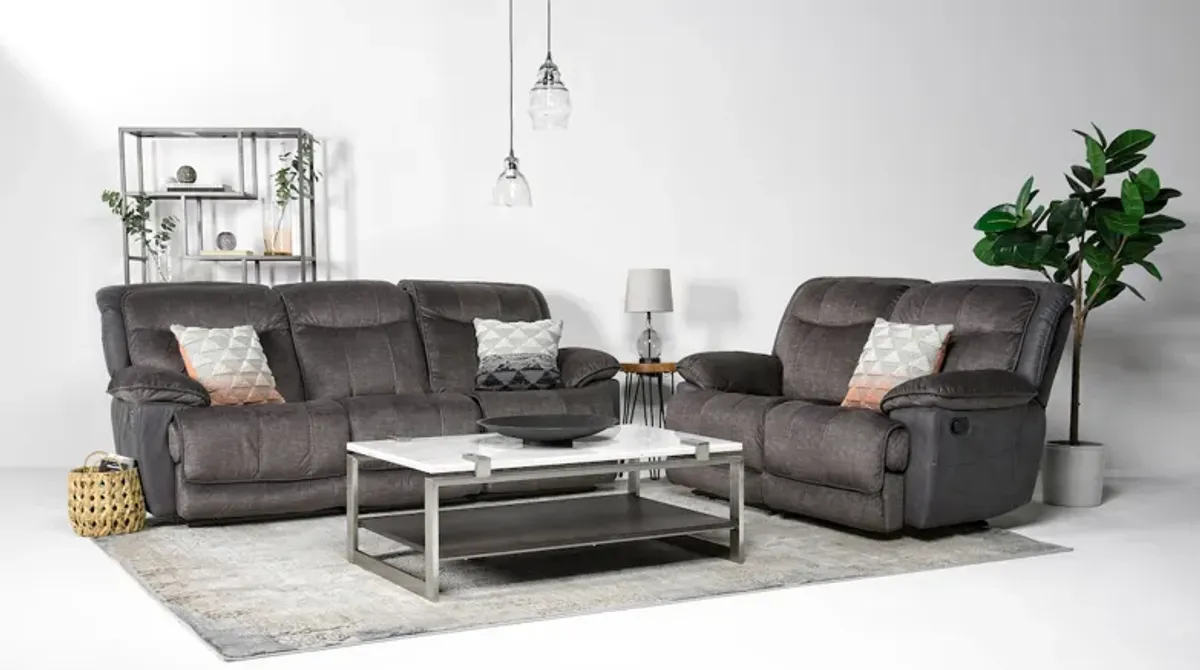 Bubba Reclining Sofa w/ Armless Recliner & Loveseat in Graphite