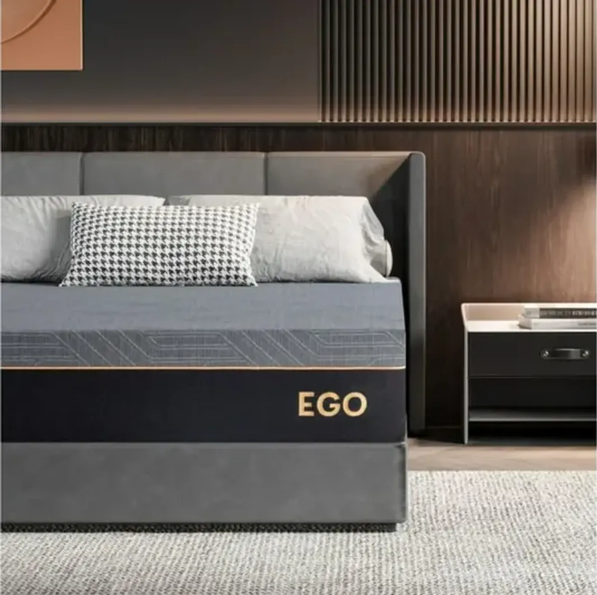 Mlily 12 Inch Ego Black Medium Mattress, Eastern King