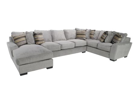 Oracle Tux Sofa Chaise Sectional in Cooper Platinum, Left Facing, Down