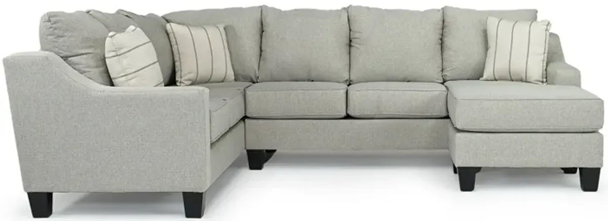 Lucy Tux Sofa Chaise Sectional in Splash Linen, Right Facing