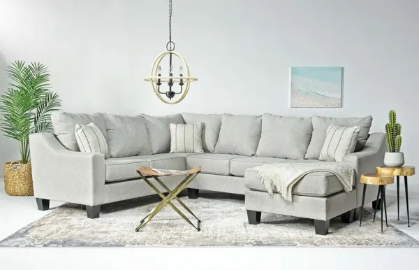 Lucy Tux Sofa Chaise Sectional in Splash Linen, Right Facing