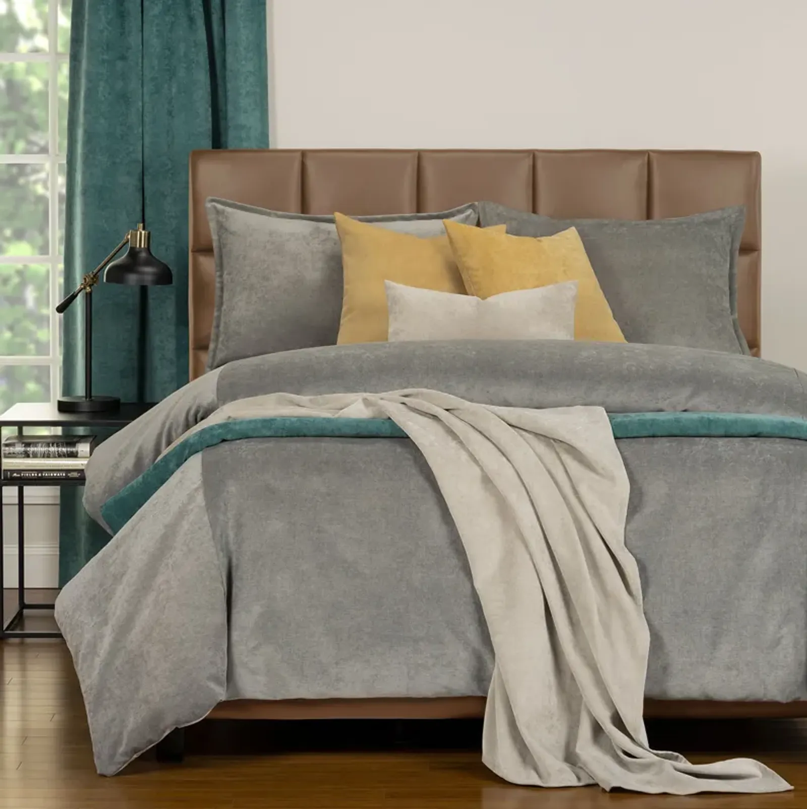 Padma Duvet Cover in Smoke Gray, Eastern King