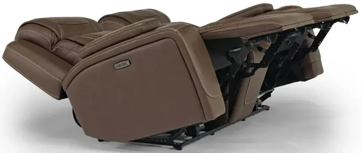 Max 2 Power Console Loveseat in Aline Timber Leather