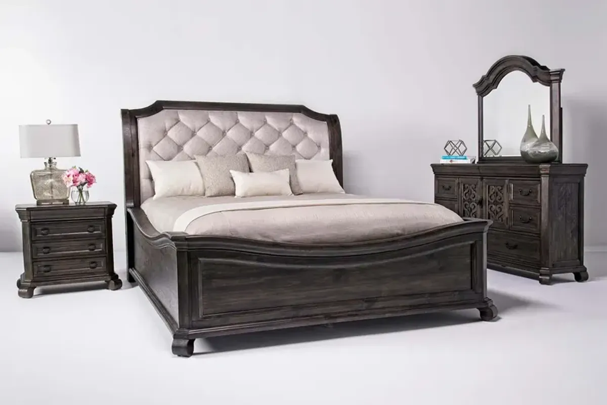 Bellamy Sleigh Bed in Charcoal, CA King