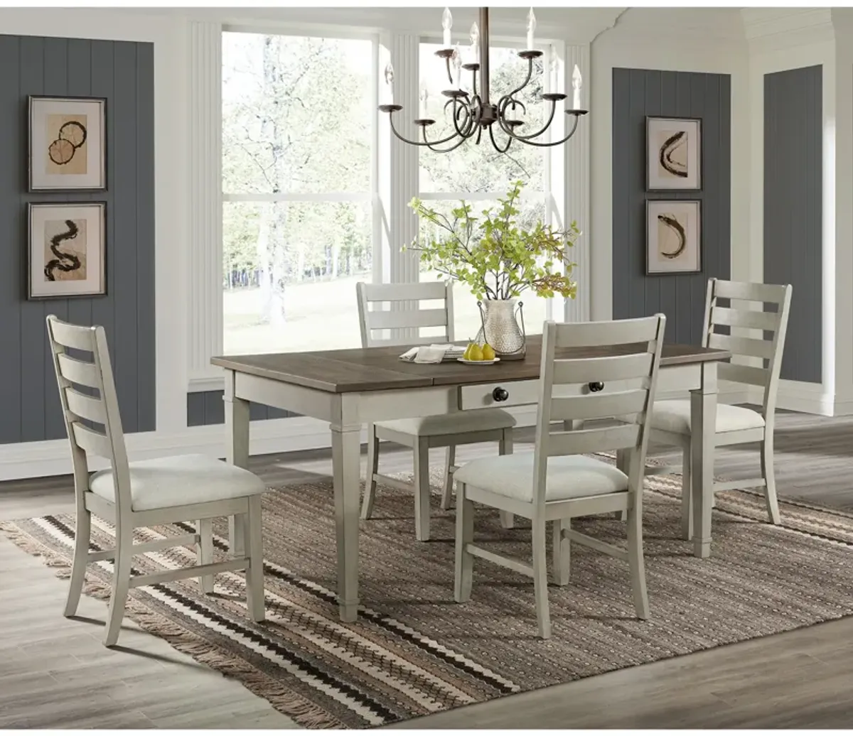 Farmington Side Chair in Medium Brown/Washed Stone, Set of 2