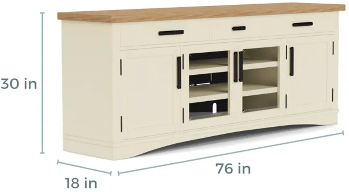 Americana Media Console in White, 76 Inch