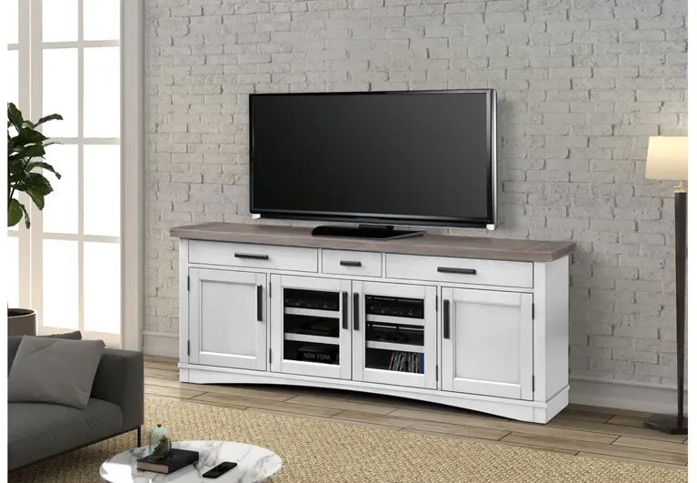 Americana Media Console in White, 76 Inch