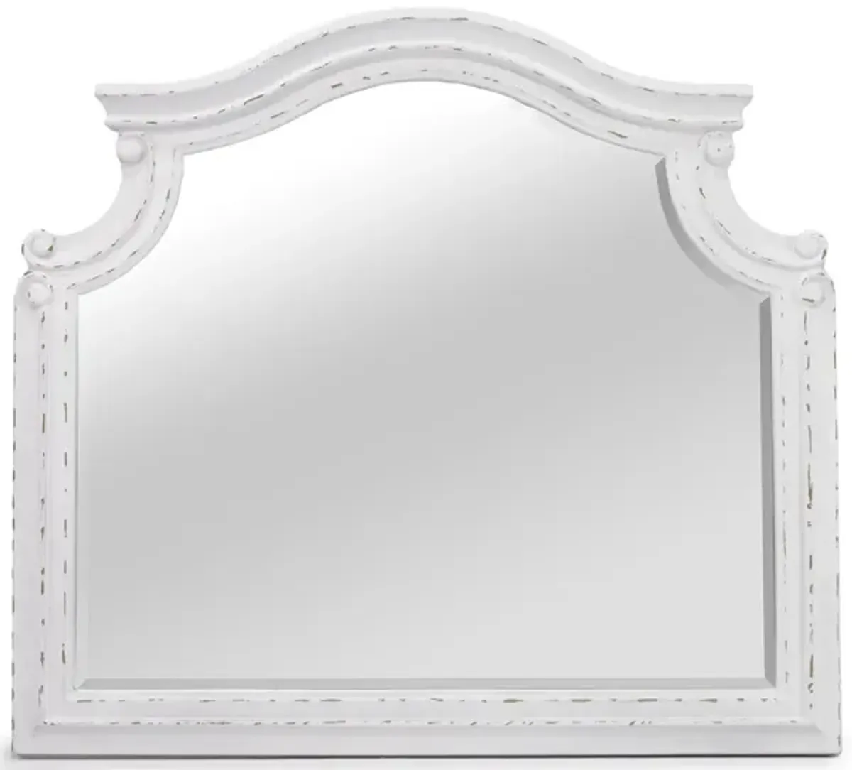 Bellevue Mirror in Antique White/ Walnut