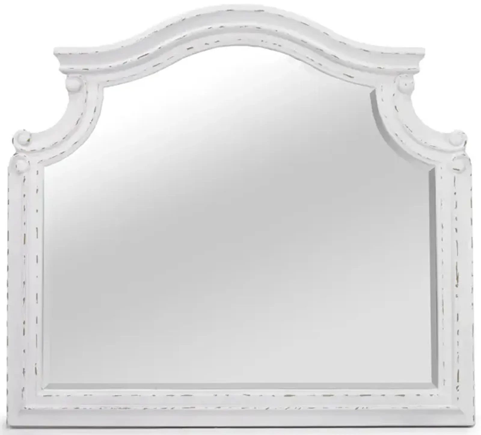 Bellevue Mirror in Antique White/ Walnut