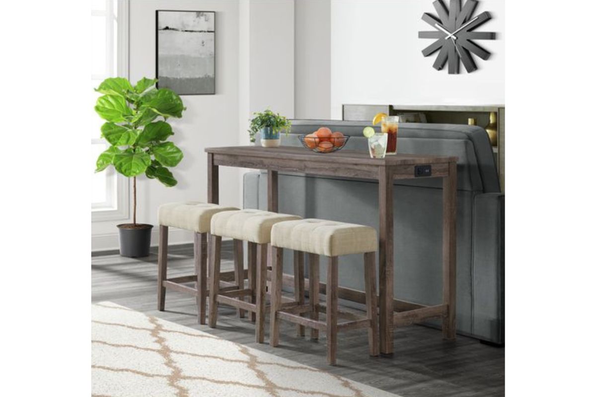 Turner Counter Height Sofa Bar Table w/ 3 Stools in Gray