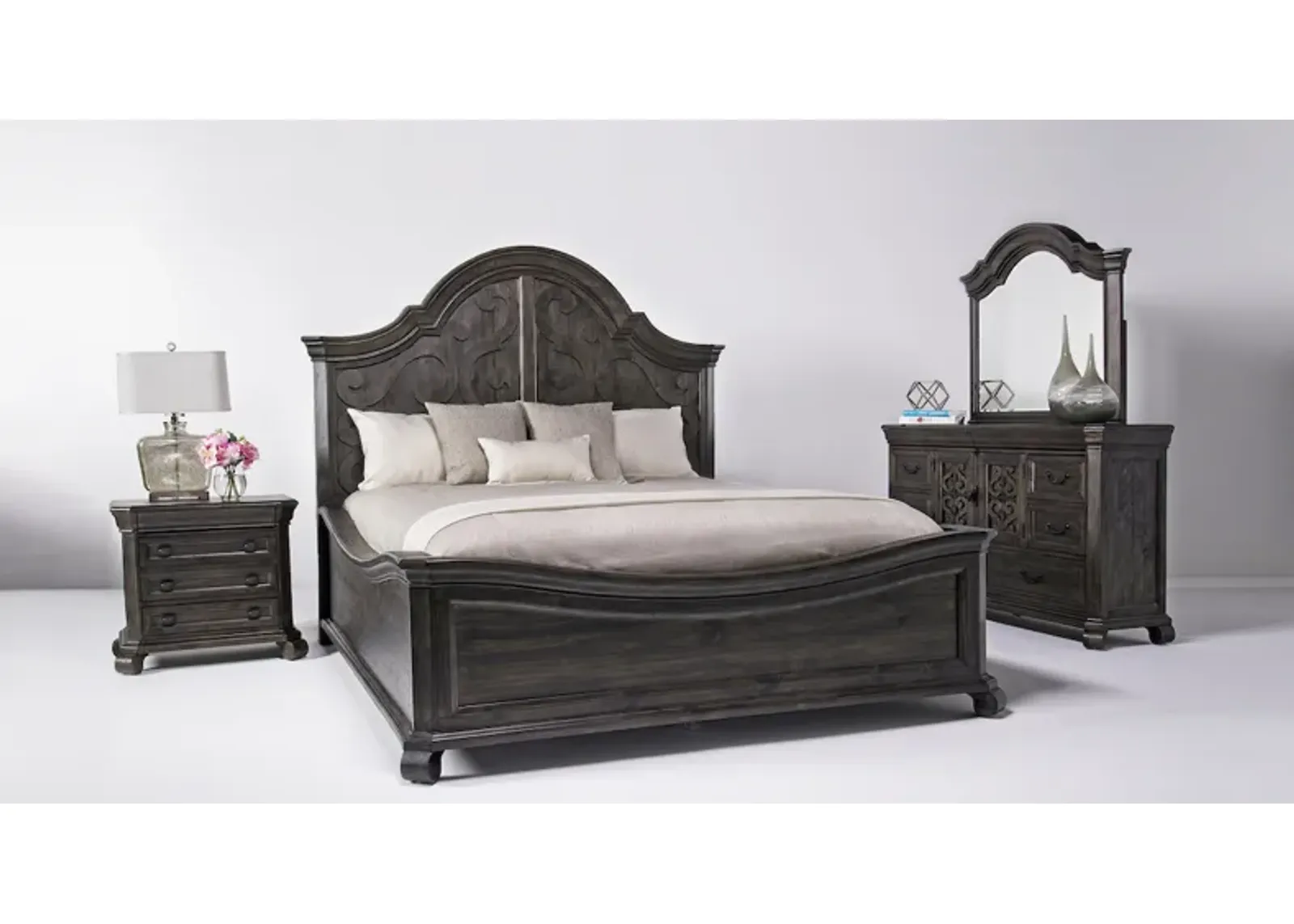 Bellamy Arch Panel Bed in Charcoal, CA King