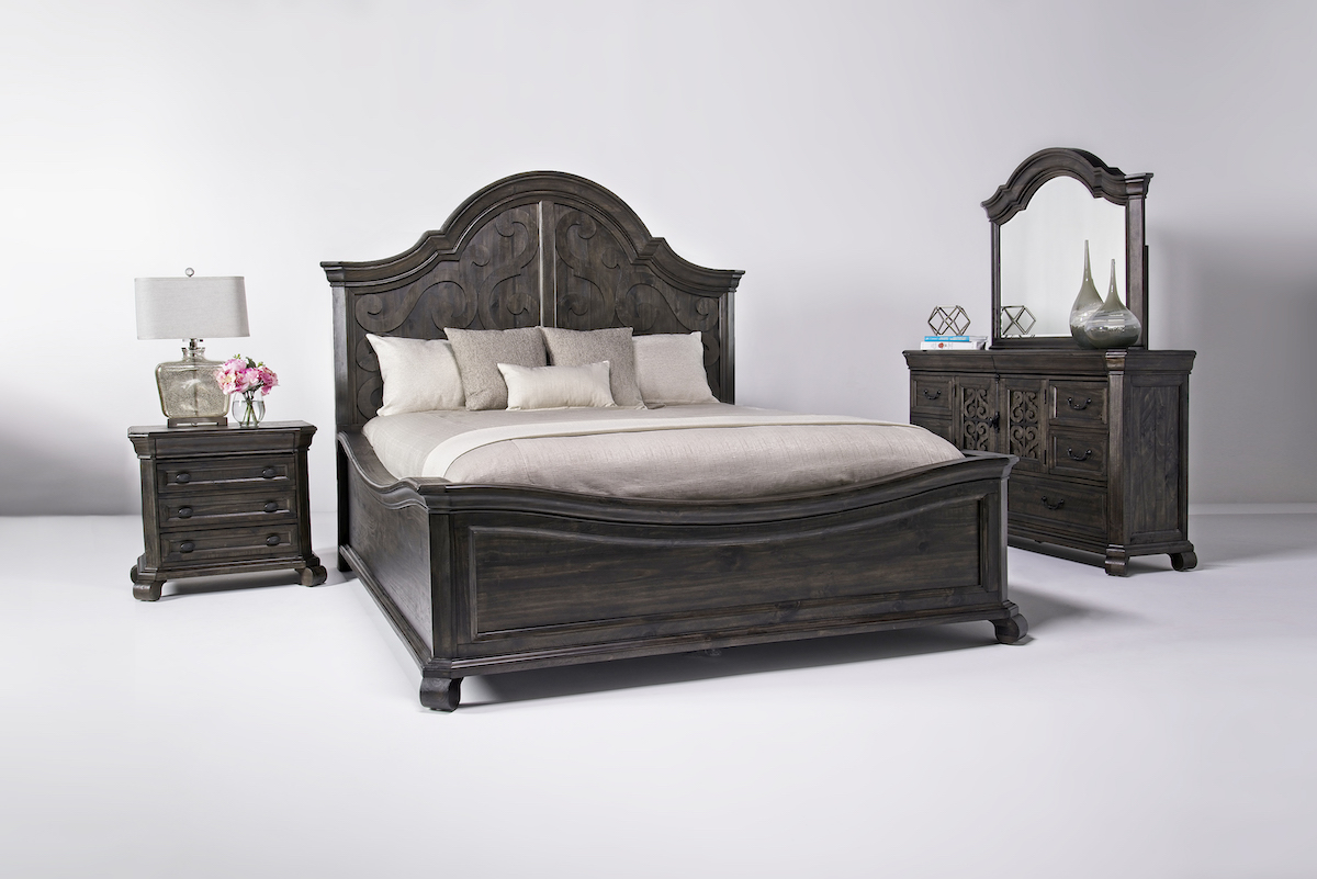 Bellamy Arch Panel Bed in Charcoal, CA King