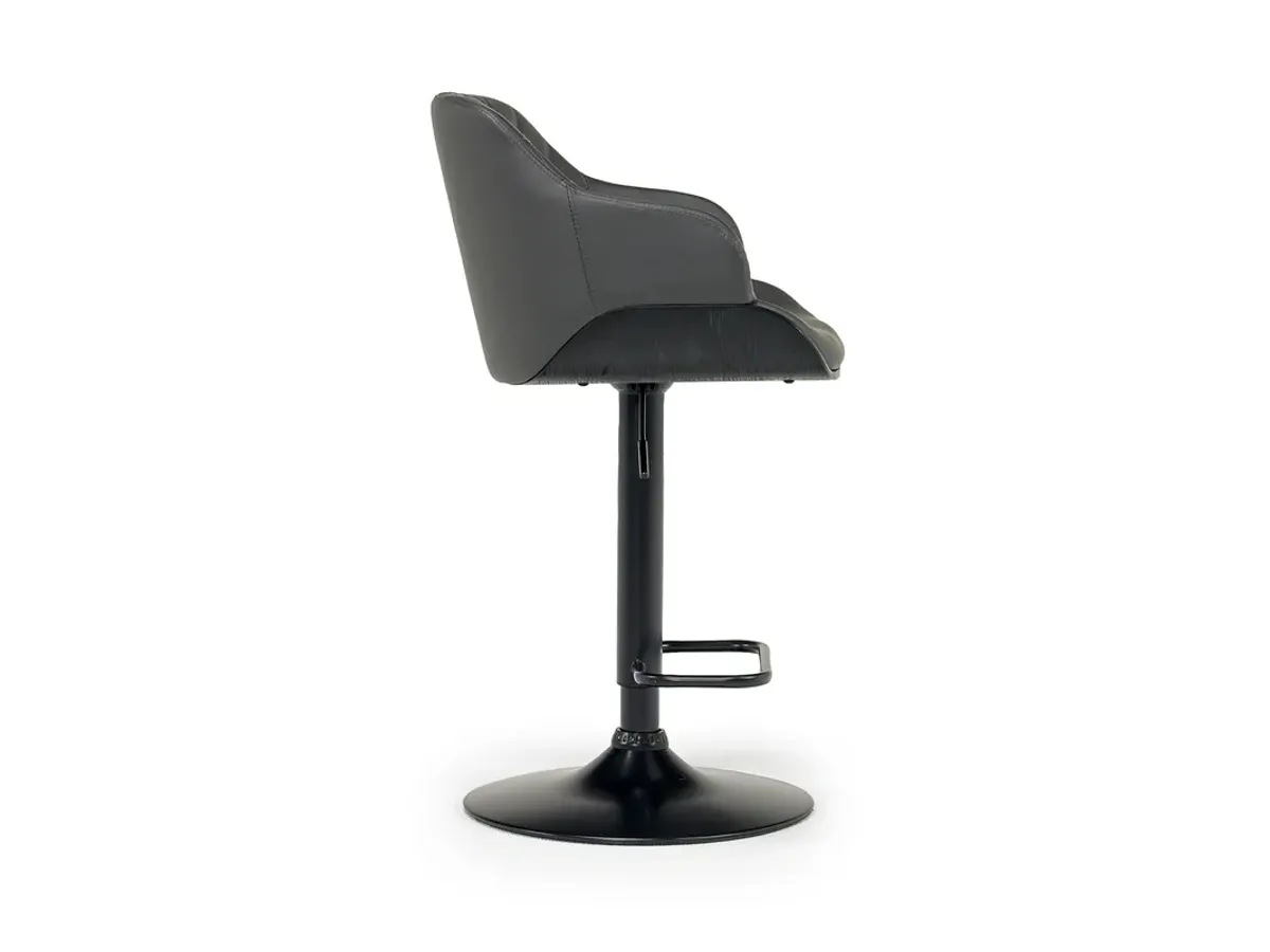 Toby Adjustable Swivel Barstool in Black & Gray