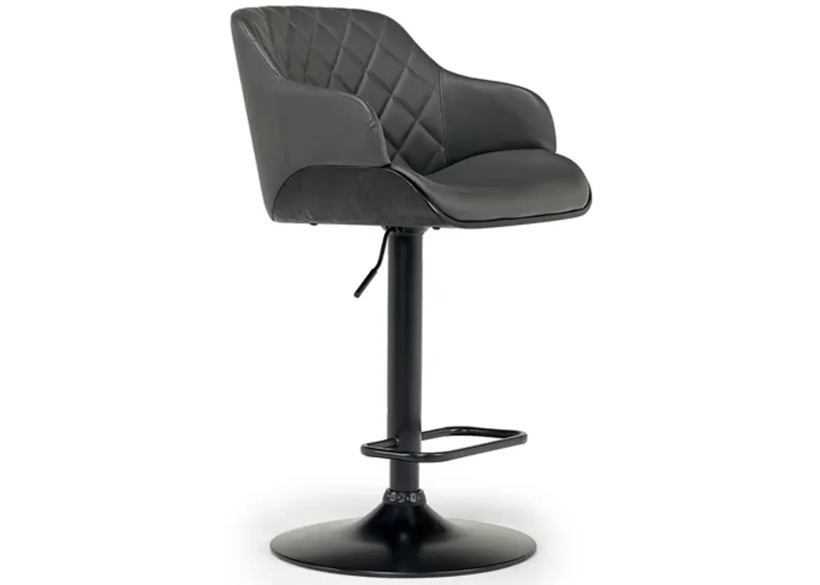 Toby Adjustable Swivel Barstool in Black & Gray