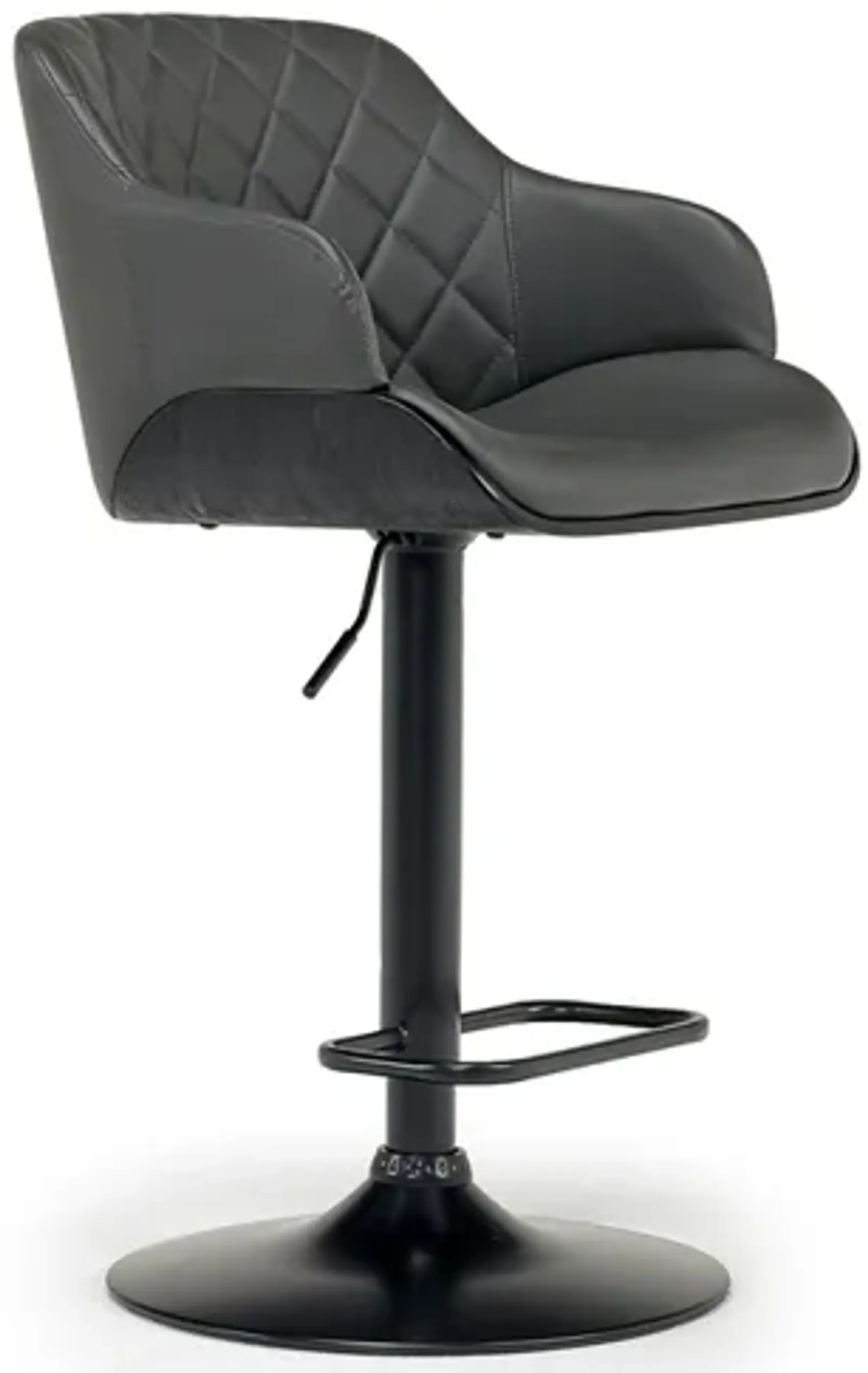 Toby Adjustable Swivel Barstool in Black & Gray