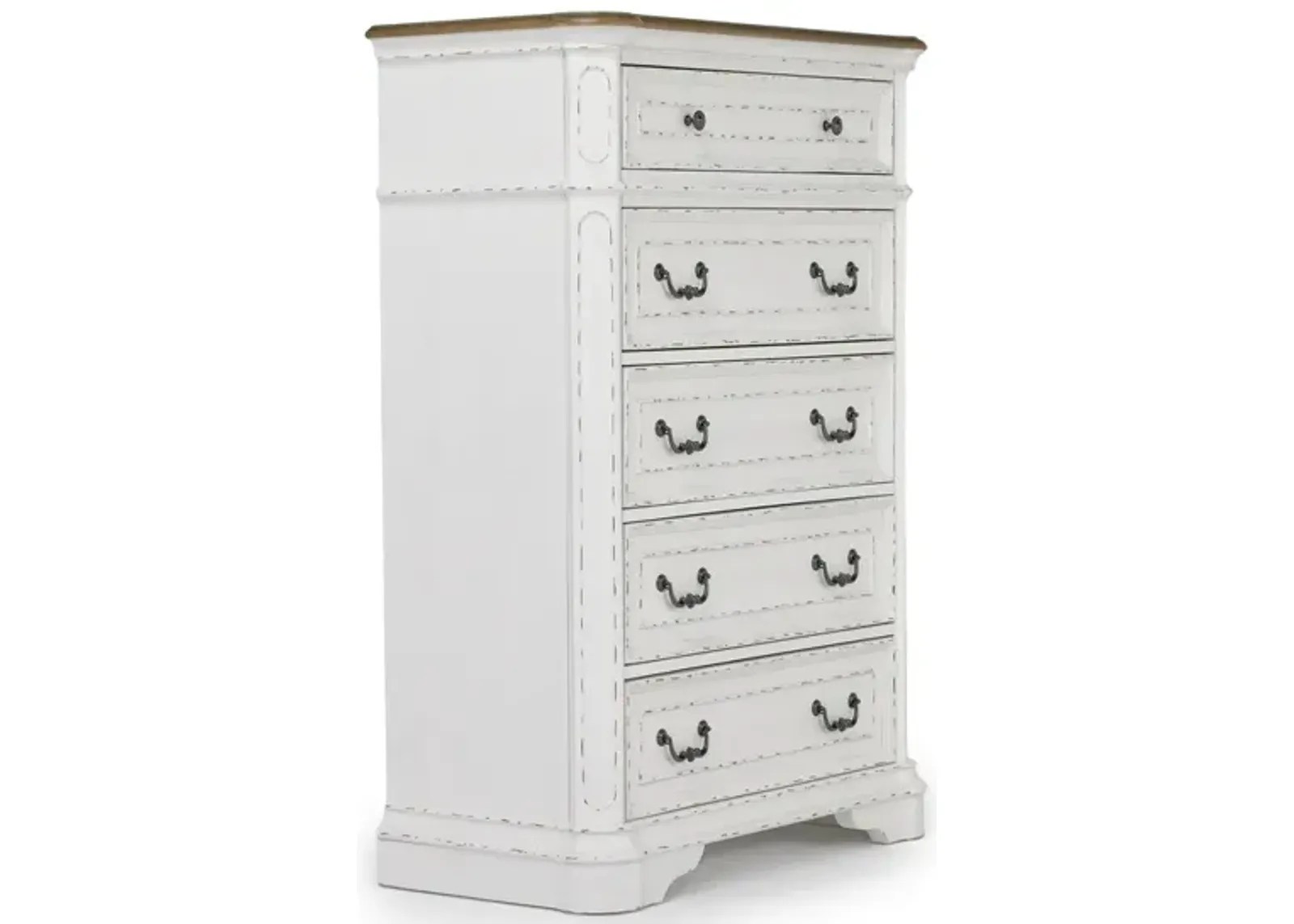 Bellevue Chest in Antique White & Walnut