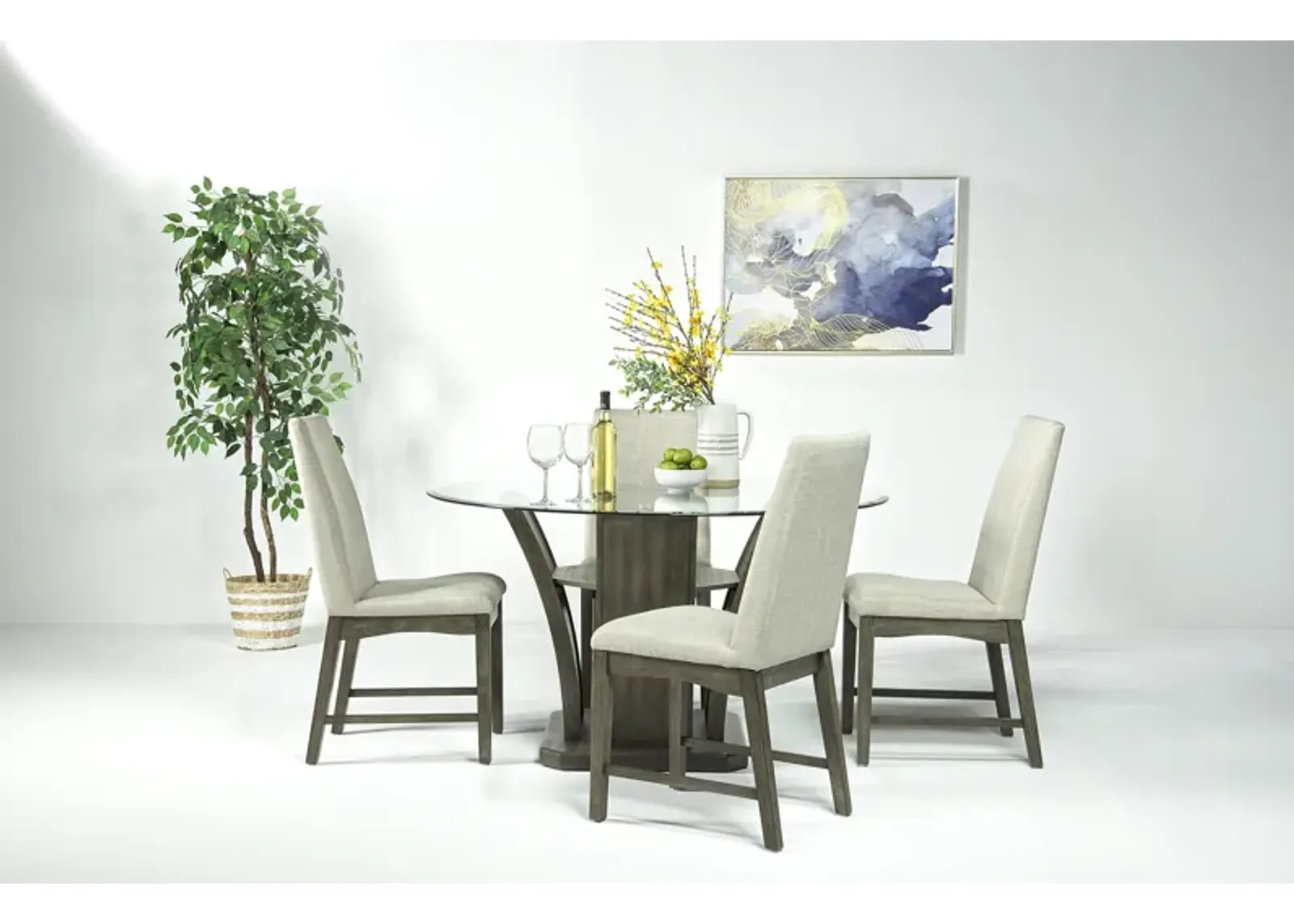 Dapper Round Dining Table & 4 Chairs in Gray