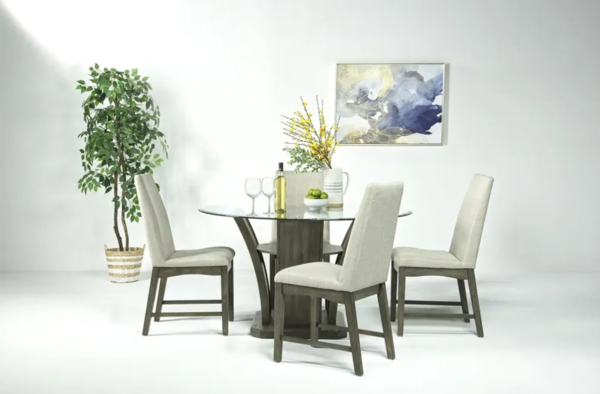 Dapper Round Dining Table & 4 Chairs in Gray | Furniture.com