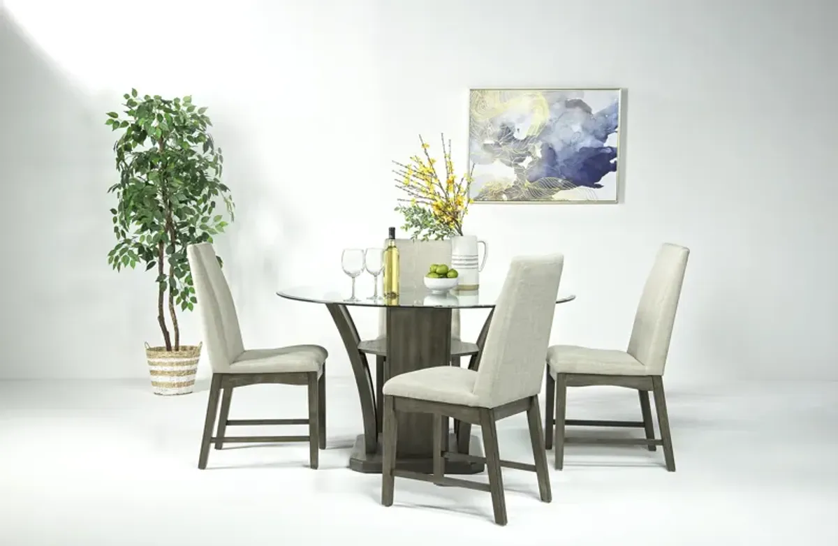 Dapper Round Dining Table & 4 Chairs in Gray