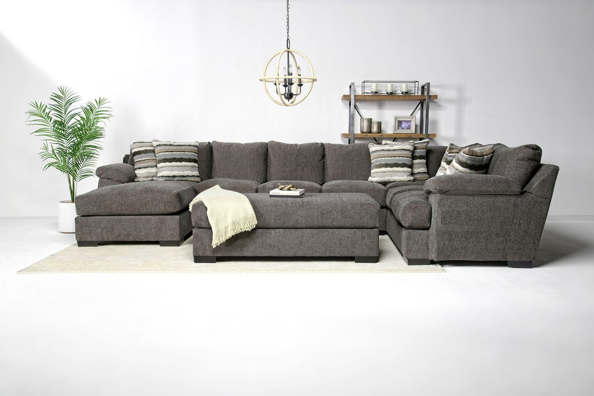 Bermuda Tux Sofa Chaise Sectional in Victory Sterling, Left Facing