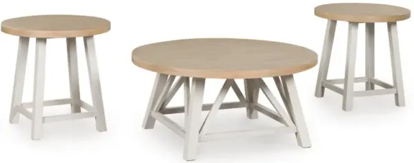 Fawndell Cocktail Table w/ 2 End Tables in Antique White/Brown