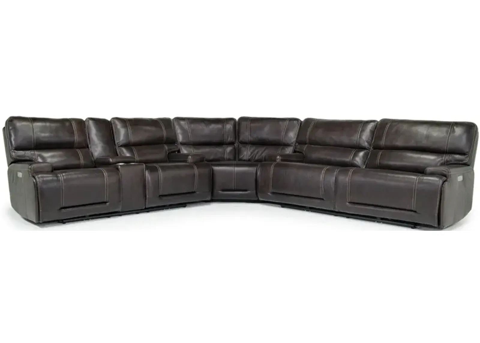 Oslo 3 Piece 3 Power Sectional in Dark Brown Leather